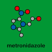 Metronidazole antibiotic drug, molecular model