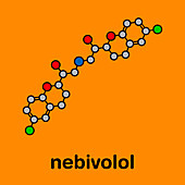 Nebivolol beta blocker drug, molecular model