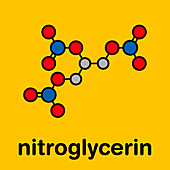 Nitroglycerin drug and explosive, molecular model