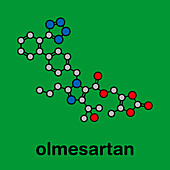Olmesartan high blood pressure drug, molecular model