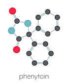Phenytoin epilepsy drug, molecular model