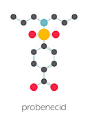 Probenecid gout drug, molecular model