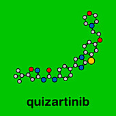 Quizartinib cancer drug, molecular model