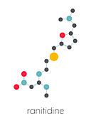 Ranitidine peptic ulcer disease drug, molecular model