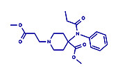 Remifentanil anaesthetic and analgesic drug, molecular model