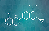 Roflumilast COPD drug, molecular model