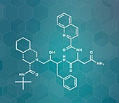 Saquinavir HIV drug, molecular model