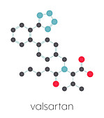 Valsartan high blood pressure drug, molecular model