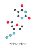 Zidovudine HIV drug, molecular model