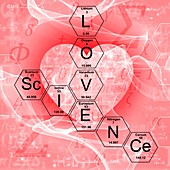 Chemical elements love and science, illustration