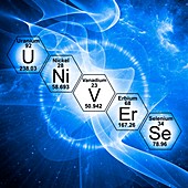 Chemical elements universe, illustration