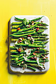 Grilled greens with almond, parmesan and lemon