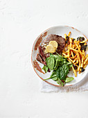 Miso-buttered steak with togarashi fries