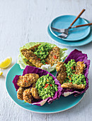 Oat-crusted chicken with broccoli