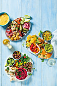 Global platters - German fondue, Mexican mixer platter and Mediterrean spread platter