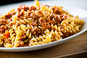 Fusilli with minced meat sauce