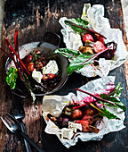 Beets in a bag with Honey and Goat's Cheese