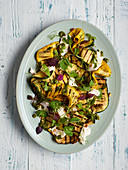 Salad with grilled courgette and mozerella