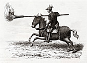 Knight with a firing spear, illustration