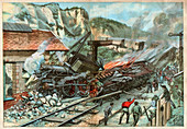 Railway crash in the USA, illustration