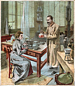Pierre and Marie Curie, illustration