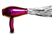 Air flow from a hairdryer, illustration
