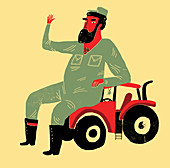 Oversized farmer, illustration