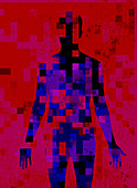Pixelated man's body, illustration