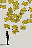 Avalanche of mail, conceptual illustration