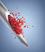 Hypodermic needle and blood, illustration