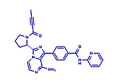 Acalabrutinib cancer drug molecule, illustration