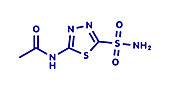 Acetazolamide diuretic drug molecule, illustration