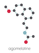 Agomelatine antidepressant drug molecule, illustration