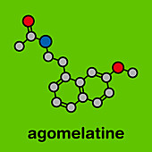 Agomelatine antidepressant drug molecule, illustration