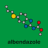 Albendazole anthelmintic drug molecule, illustration