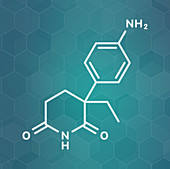 Aminoglutethimide anti-steroid drug molecule, illustration