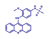 Amsacrine cancer drug molecule, illustration