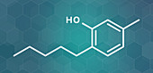 Amylmetacresol antiseptic drug molecule, illustration