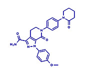 Apixaban anticoagulant drug molecule, illustration