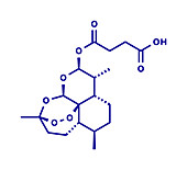 Artesunate malaria drug molecule, illustration