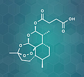 Artesunate malaria drug molecule, illustration