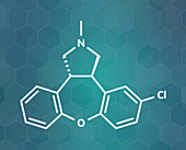 Asenapine antipsychotic drug molecule, illustration