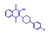 Atovaquone drug molecule, illustration