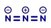 Azide anion chemical structure, illustration