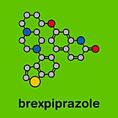 Brexpiprazole antipsychotic drug molecule, illustration