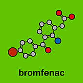 Bromfenac NSAID eye drop drug molecule, illustration