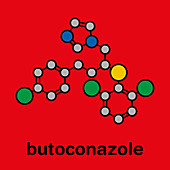 Butoconazole antifungal drug molecule, illustration