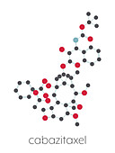 Cabazitaxel cancer drug molecule, illustration