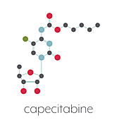 Capecitabine cancer drug molecule, illustration