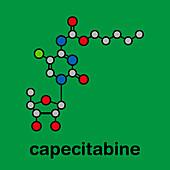 Capecitabine cancer drug molecule, illustration